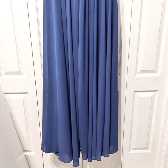 Lulus Formal Maxi Dress-NWT-Blue-Adjust. Crisscross Strap back-Sz. Med.-Lined - Picture 6 of 16